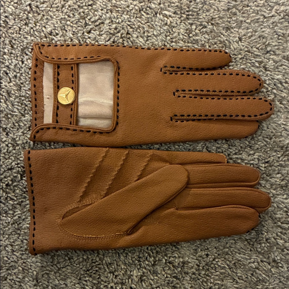 Women's Brown Leather Driving Gloves